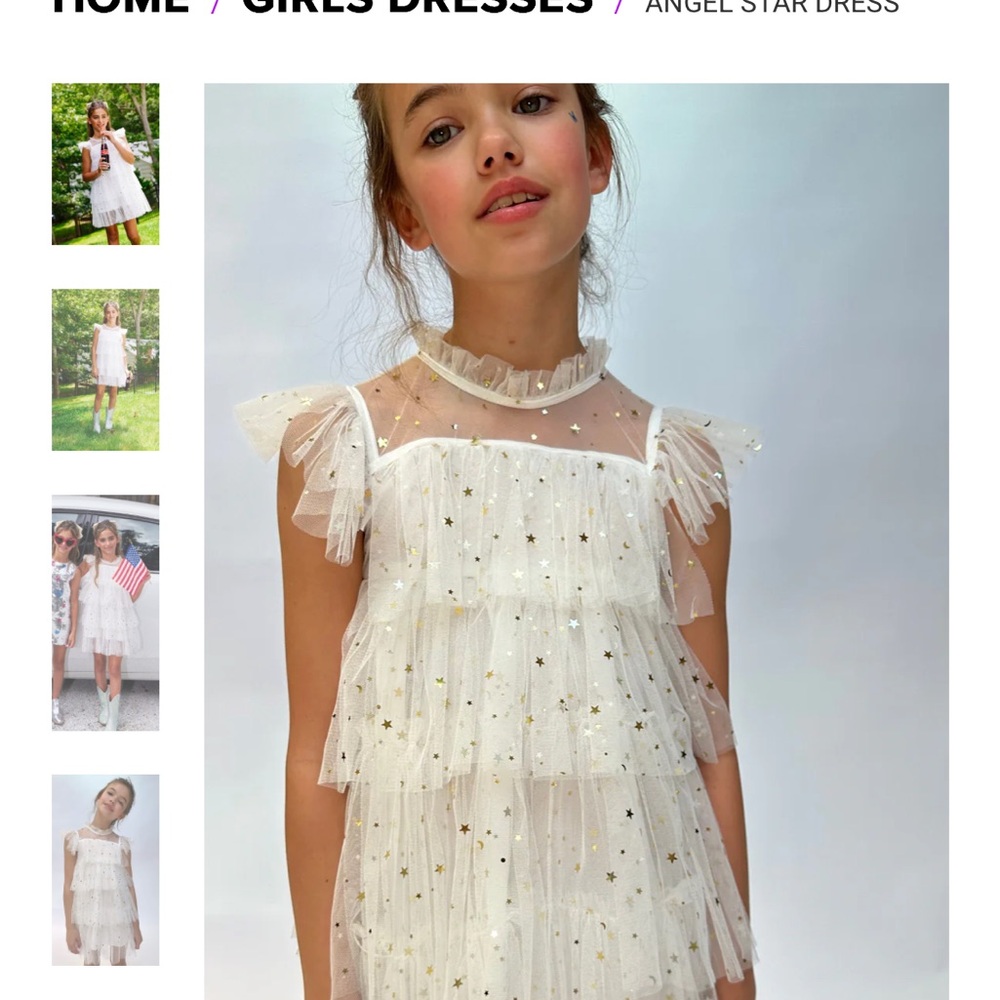 Lola + The Boys White and Gold Star Dress